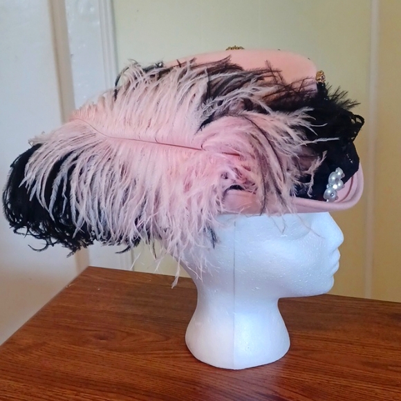 Pink and black felt top hat Rocco Lolita steampunk romanigoth Burlesque - Picture 5 of 8